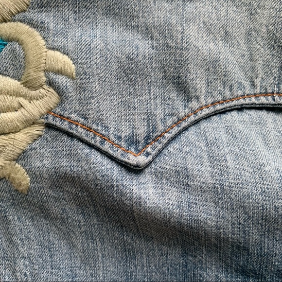 Embroidered and Screen Printed Denim Long Sleeve - Picture 14 of 16